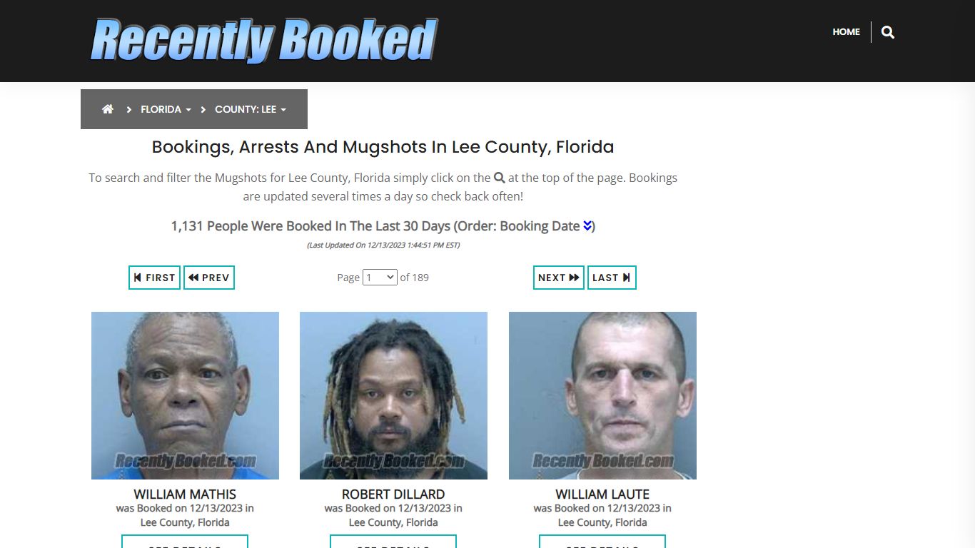 Recent bookings, Arrests, Mugshots in Lee County, Florida - Recently Booked