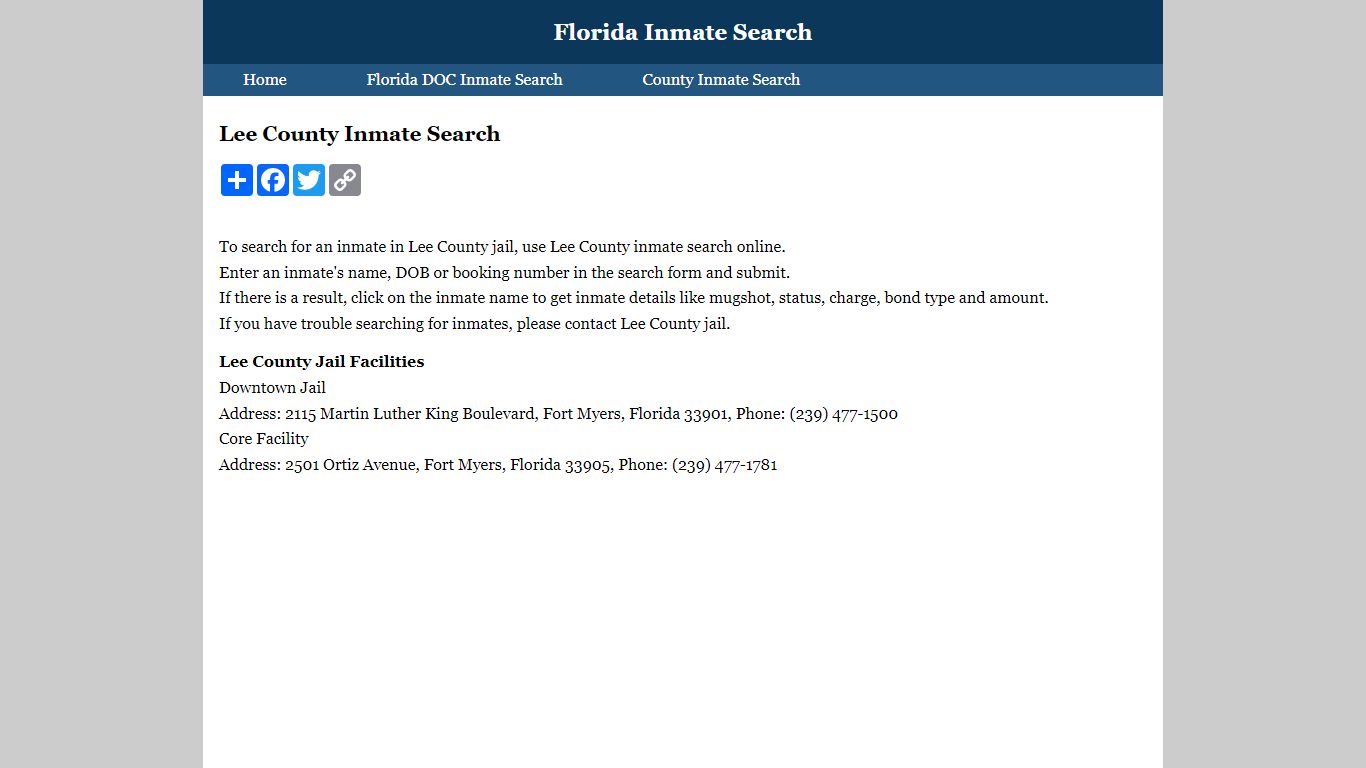 Lee County Inmate Search